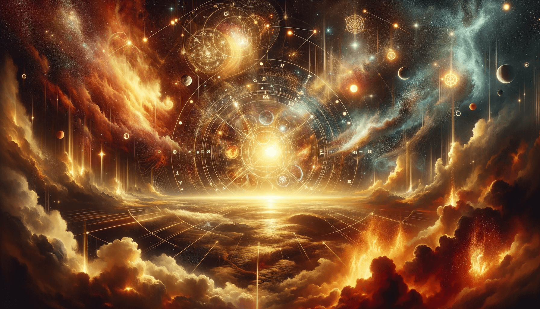 A fiery solar flare gently merging with a grounded crystal mountain, symbolizing fire and earth communication.