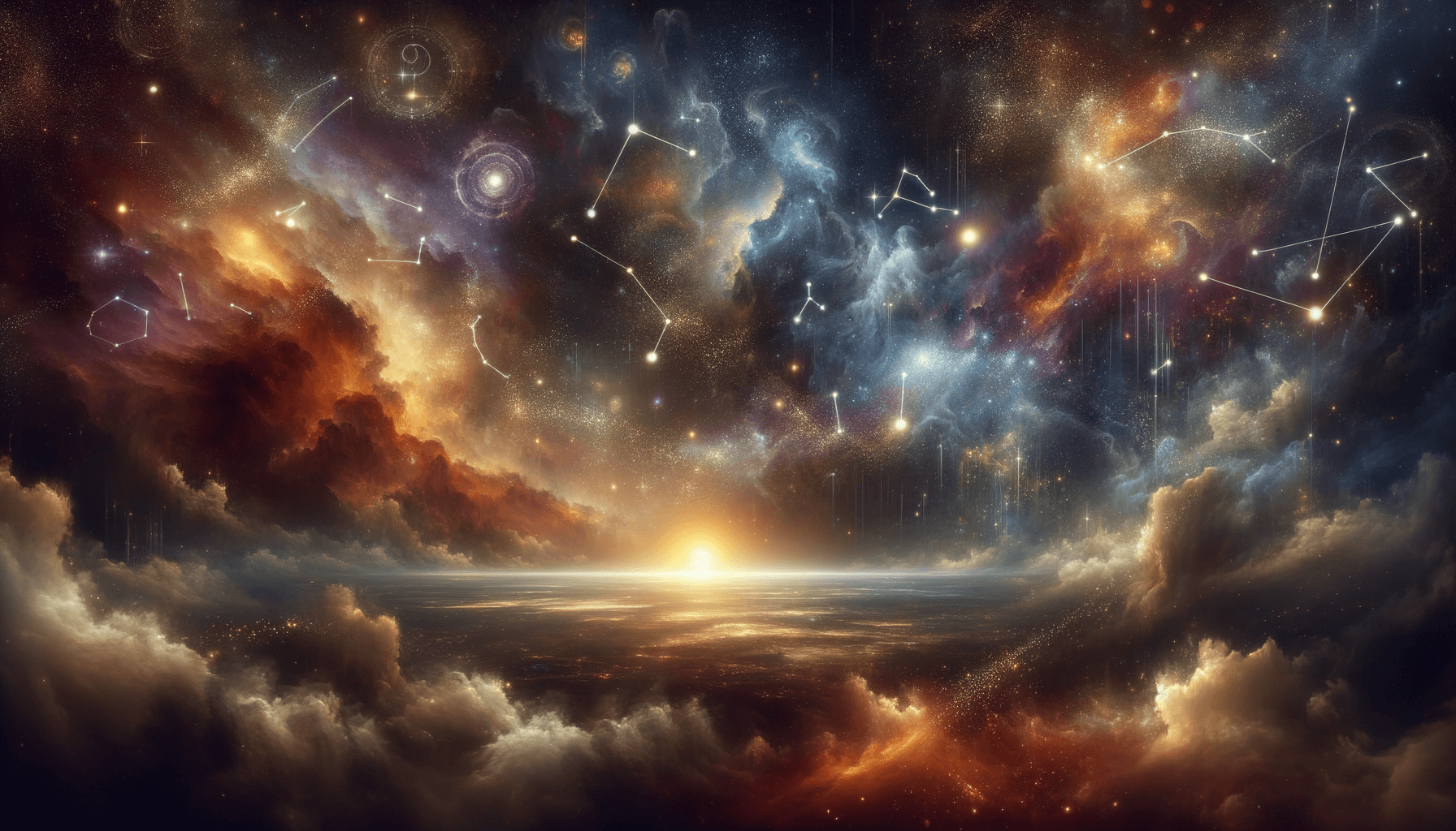 An illustration of a fiery heart trying to connect with a cool, detached brain through a broken communication line, set against a cosmic backdrop.